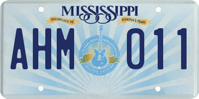 MS license plate AHM011