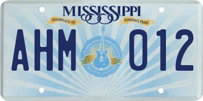 MS license plate AHM012