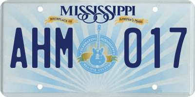 MS license plate AHM017