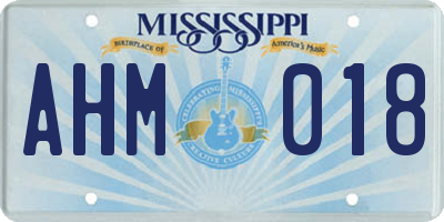 MS license plate AHM018