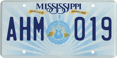 MS license plate AHM019