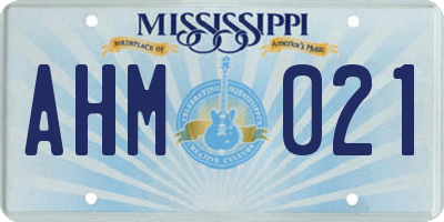 MS license plate AHM021