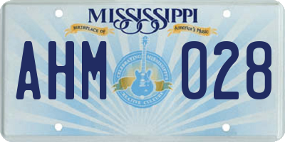 MS license plate AHM028