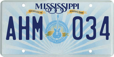 MS license plate AHM034