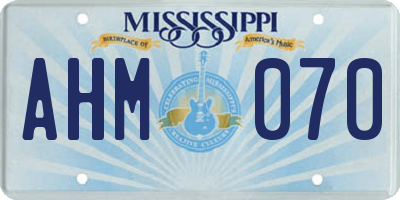 MS license plate AHM070