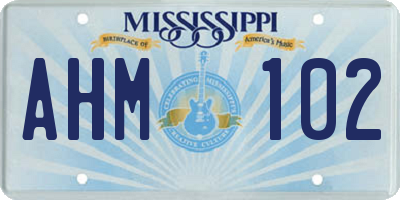 MS license plate AHM102