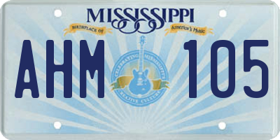 MS license plate AHM105