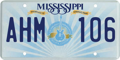 MS license plate AHM106