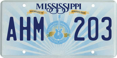 MS license plate AHM203