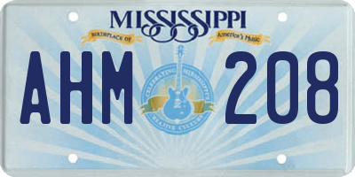 MS license plate AHM208
