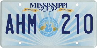 MS license plate AHM210