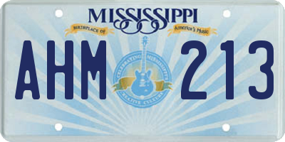 MS license plate AHM213