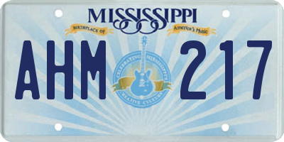 MS license plate AHM217
