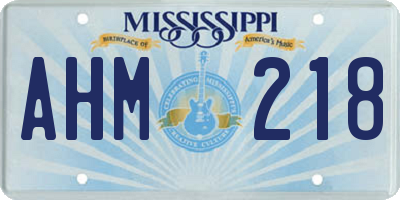 MS license plate AHM218