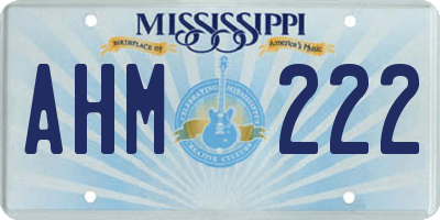 MS license plate AHM222