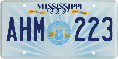 MS license plate AHM223