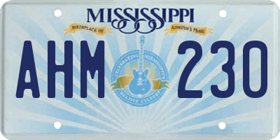 MS license plate AHM230