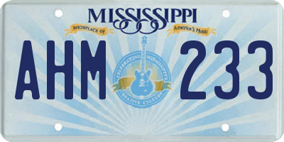 MS license plate AHM233