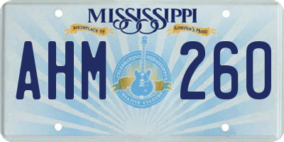 MS license plate AHM260