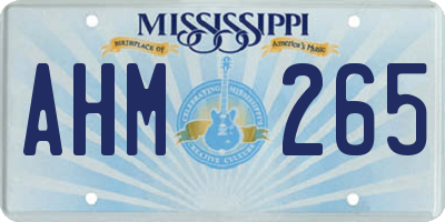 MS license plate AHM265