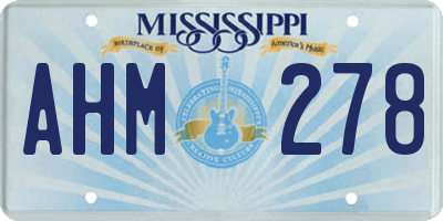 MS license plate AHM278