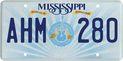 MS license plate AHM280