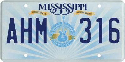 MS license plate AHM316
