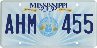 MS license plate AHM455