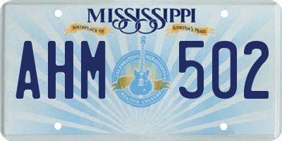 MS license plate AHM502