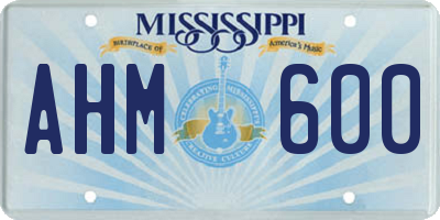 MS license plate AHM600