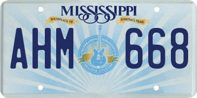 MS license plate AHM668