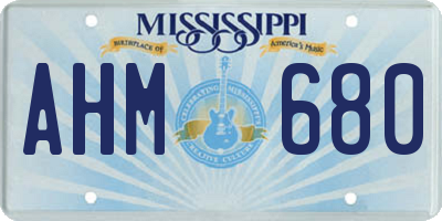 MS license plate AHM680
