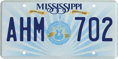 MS license plate AHM702