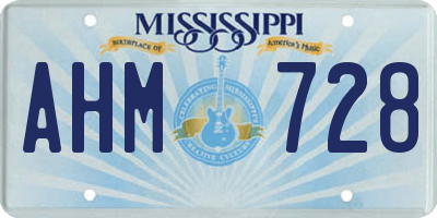 MS license plate AHM728