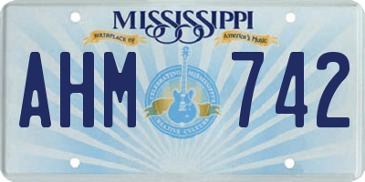 MS license plate AHM742