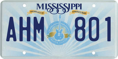 MS license plate AHM801