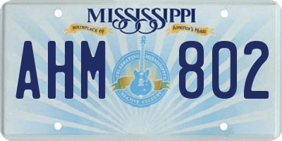 MS license plate AHM802