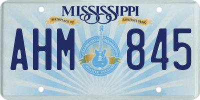 MS license plate AHM845