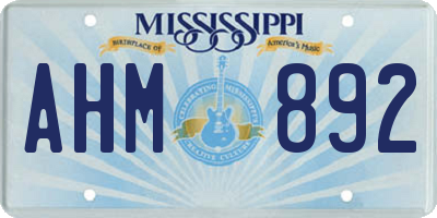MS license plate AHM892