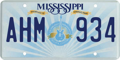 MS license plate AHM934
