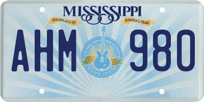 MS license plate AHM980