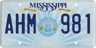 MS license plate AHM981