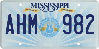 MS license plate AHM982