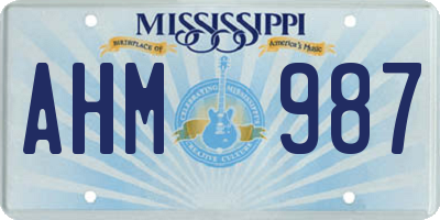 MS license plate AHM987