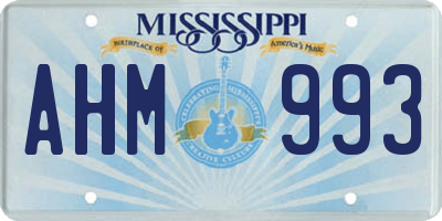 MS license plate AHM993