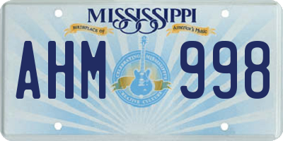 MS license plate AHM998