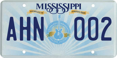 MS license plate AHN002