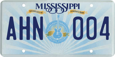MS license plate AHN004