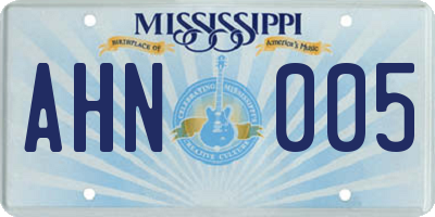 MS license plate AHN005