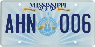 MS license plate AHN006